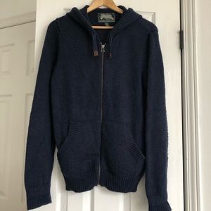 Navy Roots Zip Up Sweater